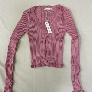 Ovianca pink ribbed knit‎ cardigan top 💕